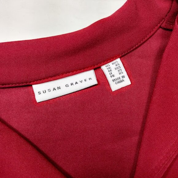 SUSAN GRAVER LK Fusions Button Front 3/4 Bell Petal Sleeve Red Jacket Coat XXS - Picture 9 of 13